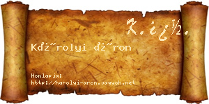 Károlyi Áron névjegykártya